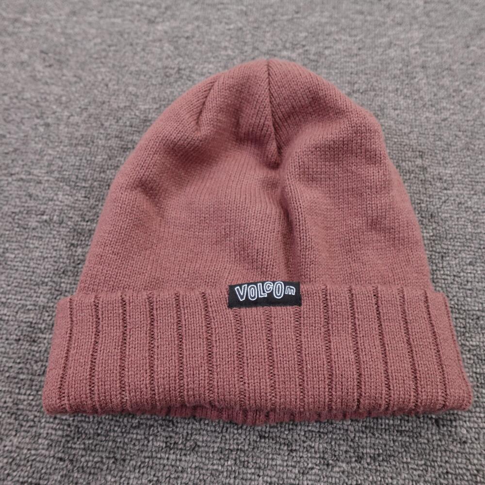 Volcom Hat Beanie Fitted Mens One Size Pink True To This Knit Cuffed Winter